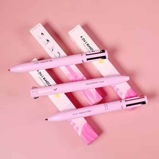 Crayon maquillage 4-en-1 végan – sourcils, yeux, lèvres & surligneur.