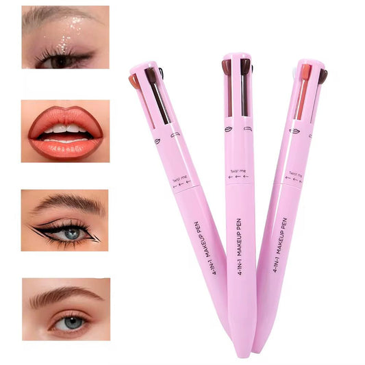 Crayon maquillage 4-en-1 végan – sourcils, yeux, lèvres & surligneur.